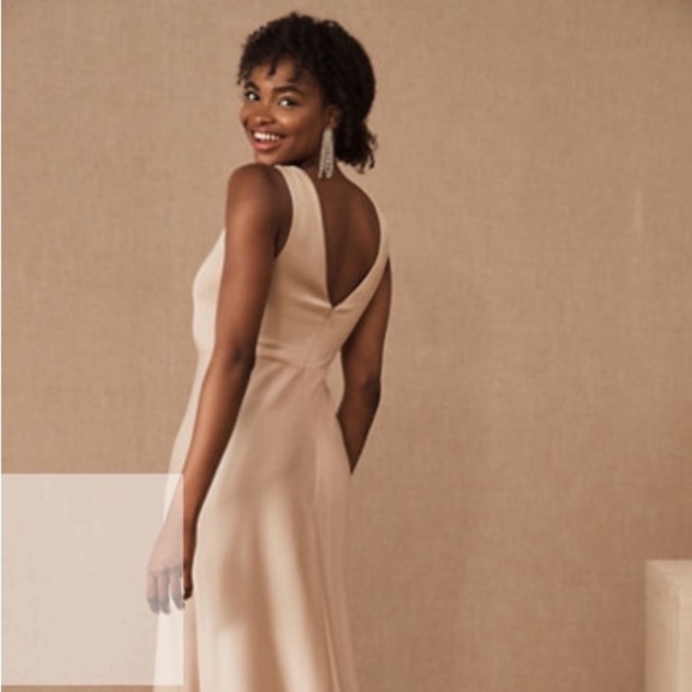 BHLDN SACHIN + BABI Beckett Satin Blouson Formal Gown In Oyster NWT Evening - Picture 4 of 15